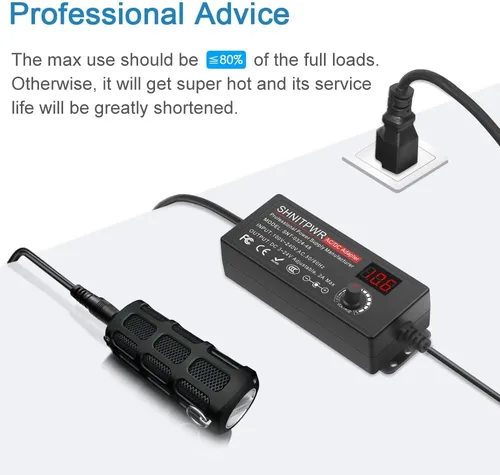 Miniatura 7 de SHNITPWR Adaptador universal de CA a CC 3V ~ 24V 2A 48W Fuente de alimentación conmutada 3V 5V 6V 9V 12V 15V 18V 19V 20V 24V 1A 1.5A 2 amperios