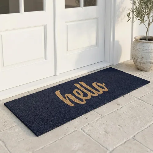Miniatura 50 de Fab Habitat Felpudo extra grueso, tejido a mano, duradero, fibra de coco natural, entrada, puerta delantera, porche, patio, pájaros en rama, gris