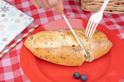 Miniatura 9 de POSATE Platos de plástico desechables, 60 unidades, 30 platos llanos resistentes de 10.25 pulgadas y 30 platos de postre de 7.5 pulgadas para Rojo