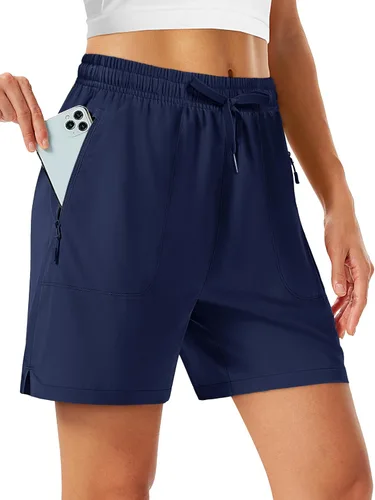 Miniatura 9 de TACVASEN Pantalones cortos de senderismo de 5 pulgadas para mujer, de secado rápido, ligeros, UPF 50+, pantalones cortos deportivos con bolsillos