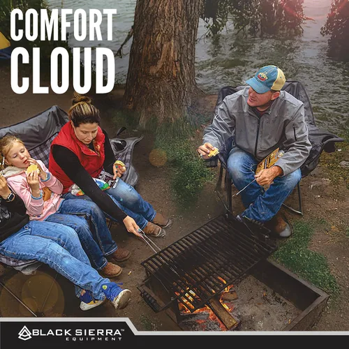Miniatura 5 de Black Sierra Silla de campamento de gran tamaño para adultos, asiento al aire libre resistente con acolchado de felpa, soporta 400 libras, Marrón