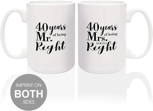 Miniatura 3 de Canopy Street Juego de tazas de 40 aniversario / 40 Years Mr. And Mrs. Always Right Tazas de café / Tazas de aniversario de 15 onzas/divertido