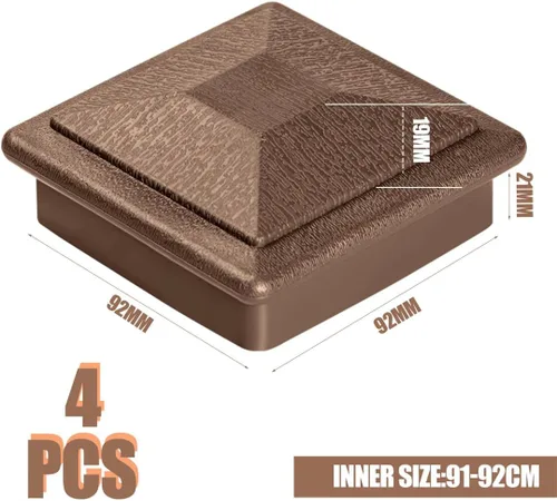 Miniatura 2 de Tapas para postes, soporte de poste de madera de 4 x 4 pulgadas (real 3.5 x 3.5 pulgadas), cubierta de plástico impermeable para postes de madera