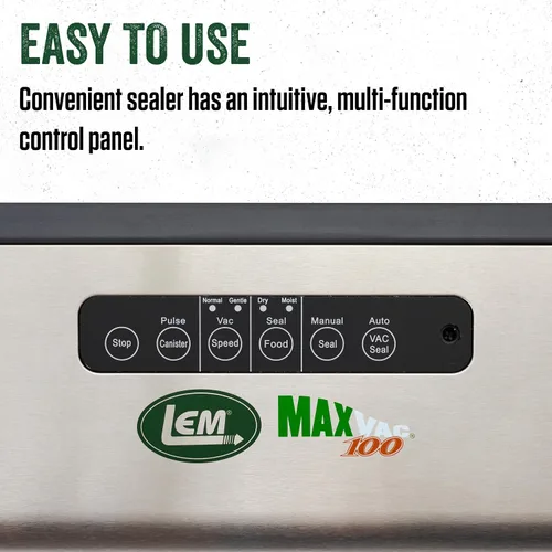 Miniatura 3 de LEM Productos MaxVac 100 Sellador al vacío de plástico con barra de sellado de 12 pulgadas, plata y negro
