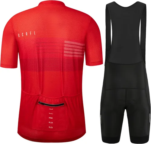 Miniatura 16 de GCRFL Conjunto de camiseta de ciclismo para hombre, camiseta ligera para ciclismo de carretera, pantalones cortos con bolsillos acolchados