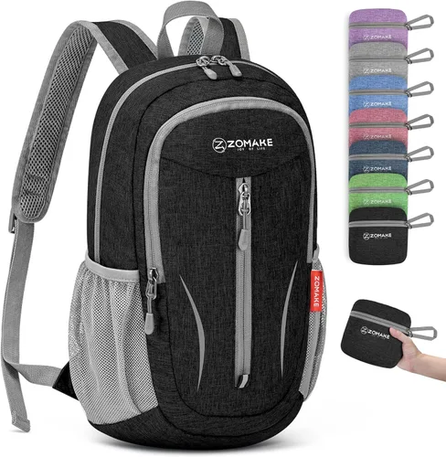 Miniatura 16 de ZOMAKE Mochila ultraligera plegable de 20L, mochilas plegables pequeñas resistentes al agua para senderismo, mochila de día colapsable para mujeres