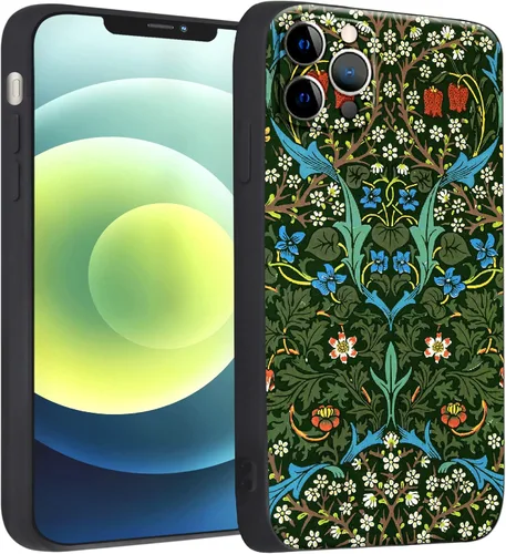 Miniatura 10 de Berkin Arts Funda de silicona compatible con iPhone 12 con protector de pantalla de flores ornamentales intrincadas rosas