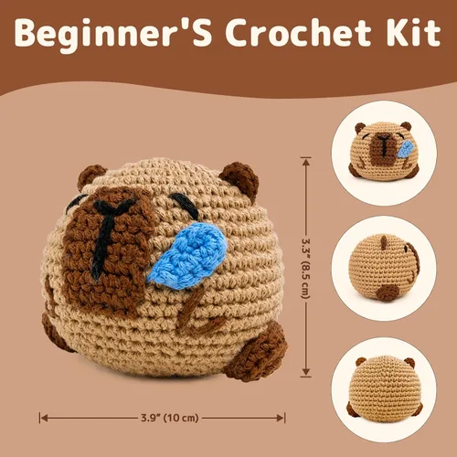Miniatura 3 de Yeezhee Kit de ganchillo para principiantes, kit de animales de ganchillo con tutoriales en video paso a paso, kit de tejido para principiantes