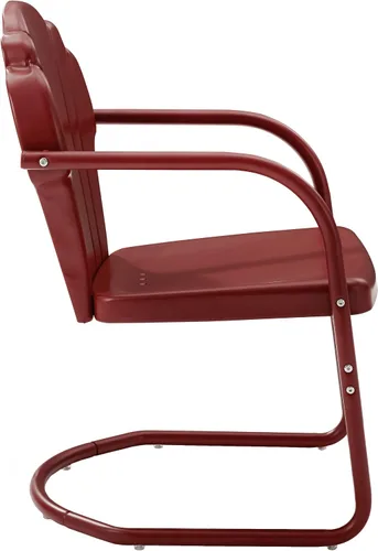 Miniatura 5 de Crosley Furniture Tulip - Juego de 2 sillas para exteriores, sillas de patio de metal retro para comedor, porche, terraza, balcón, satén rojo oscuro