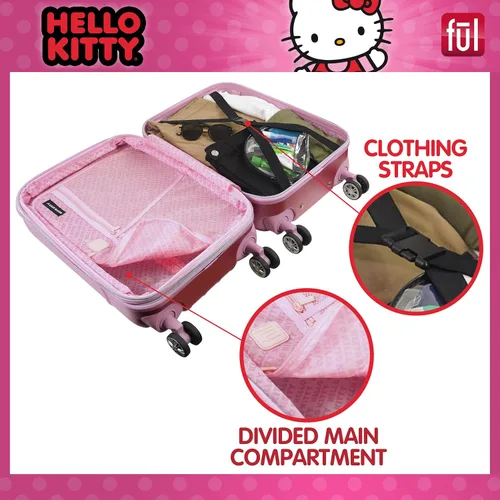 Miniatura 4 de FUL Hello Kitty - Maleta de mano con ruedas, Rosado, Hello Kitty - Maleta de mano rígida con ruedas
