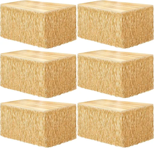 Miniatura 9 de Fovths 1 paquete de falda de mesa de hierba Luau con flecos de papel, falda de paja oscura de 108 x 30 pulgadas, faldas de mesa hawaianas