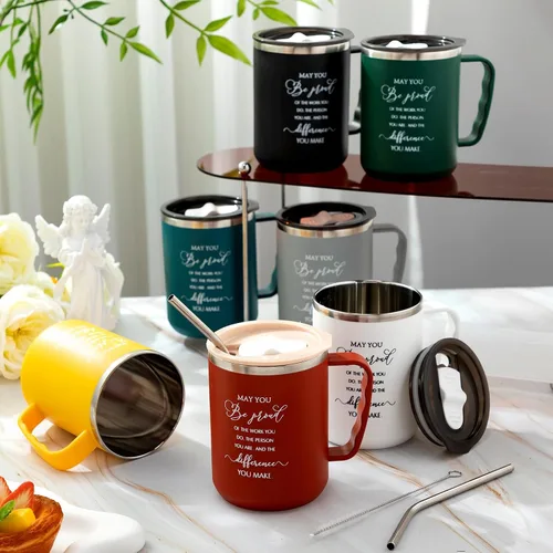 Miniatura 6 de Lallisa 12 Piezas Regalos de Reconocimiento para Empleados al Por Mayor Taza de Café de Viaje de 17 oz con Tapa y Asa para Mujeres Regalos