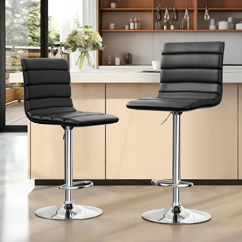 Miniatura 13 de NicBex Taburetes de bar giratorios modernos de piel sintética ajustables, taburetes de bar para isla de cocina, juego de 2, (color gris)