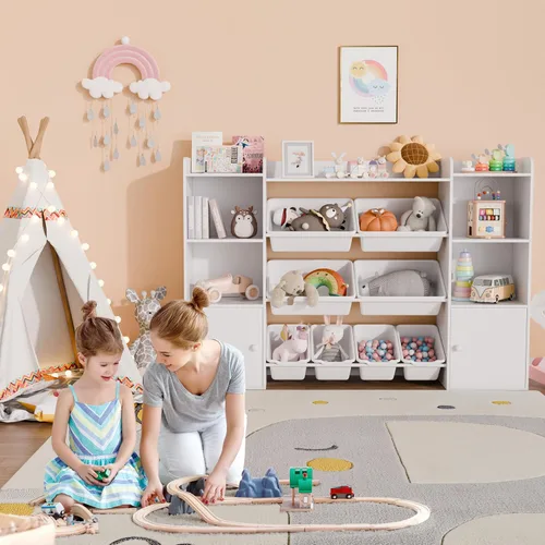 Miniatura 6 de Xilingol Organizador de almacenamiento de juguetes para niños con 8 contenedores de juguetes removibles, organizadores de juguetes de 4 niveles