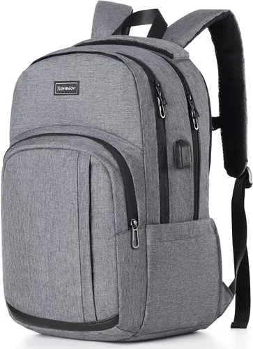 Mochila escolar para libros, mochila de viaje, antirrobo, con puerto de carga USB, resistente al agua, para portátiles de 15.6 pulgadas para mayores