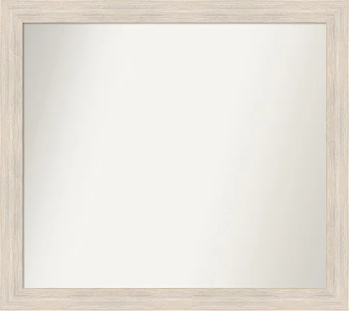 Miniatura 145 de Amanti Art Espejo de baño blanco para sobre el fregadero, 30 x 35 pulgadas, espejo de tocador rectangular estrecho de Eva de oro blanco, marco