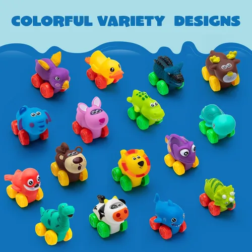 Miniatura 6 de JOYIN Coches de Animales, Juguete de Set de Coches de Goma Suave, Mini Vehículos para Bebés, Coche de Juguete de Baño para Niños y Niñas, Regalo