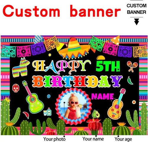 Miniatura 2 de Decoración personalizada para fiesta mexicana, carnaval, fiesta de feliz cumpleaños, suministros personalizados, fiesta mexicana, carnaval, Estilo-O