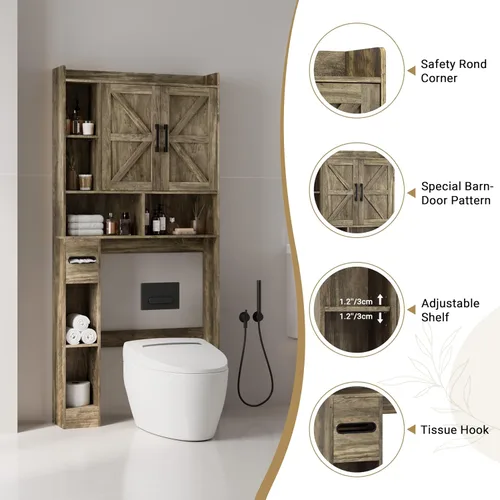Miniatura 3 de NUNU LAB Gabinete de almacenamiento sobre el inodoro, sobre gabinetes de inodoro, gabinete de almacenamiento de baño, gabinete de almacenamiento WD