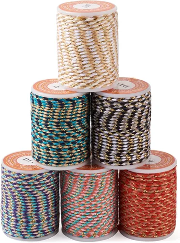 Beadthoven - Cuerda trenzada de 0.069 pulgadas, 25.8 yardas de colores, cuerda metálica para anudar china, cuerda de macramé, cuerda de arcoíris