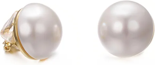 Miniatura 26 de Yoursfs Aretes de clip de perlas blancas grandes para mujer, chapados en oro de 18 quilates, hipoalergénicos, sin perforaciones, joyería brillante