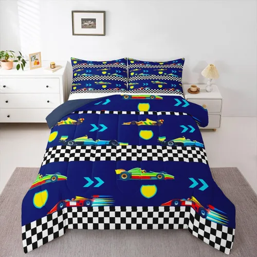 Miniatura 14 de Feelyou Juego de ropa de cama de camión de bomberos, edredón de coche de bomberos y policía para decoración de habitación de niños, tamaño Multi D05
