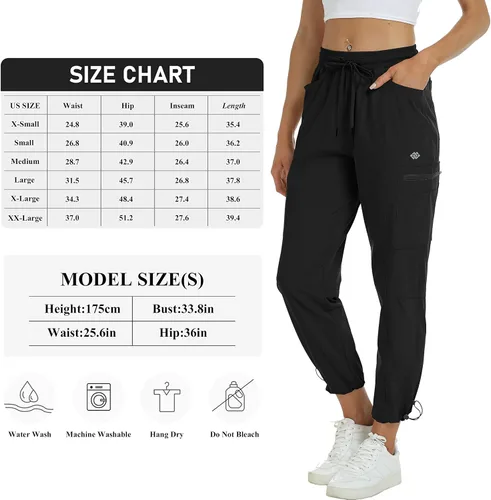 Miniatura 7 de MoFiz Pantalones de senderismo para mujer, ligeros, de secado rápido, con bolsillos con cremallera