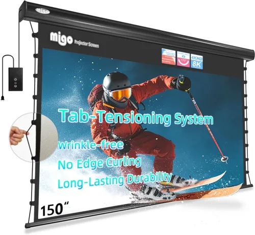 Miniatura 13 de Migo 120 pulgadas pantalla de proyección de bajada manual, Super Ganancia 3.0 blanca suave 16:9 4K Ultra HD, pantalla de proyección montada