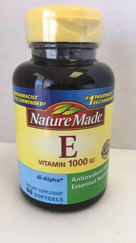 Nature Made cápsulas de vitamina E dl-Alpha 1000 UI, cápsulas blandas 60 unidades (Paquete de 2)