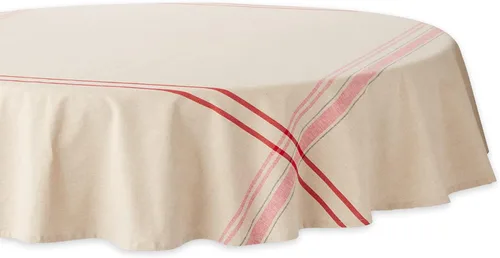 Miniatura 23 de DII - Mantel redondo para mesa de comedor, estilo rústico, colección de manteles con rayas estilo francés, 177.8 cm de diámetro, color gris Gris