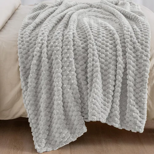 Miniatura 7 de PHF - Manta ultra suave de franela y forro polar tamaño King, manta ligera de forro polar 3D con jacquard, sin desprendimiento, sin formación