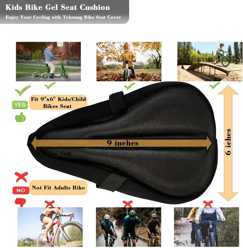 Miniatura 2 de Comfort-First Cojín de asiento de gel Bicicletas para niños/jóvenes de 9 x 6 pulgadas Funda protectora para exteriores Tecnología ultrasuave