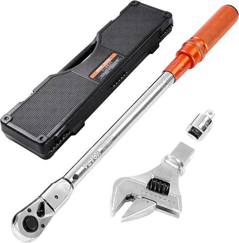Miniatura 23 de VEVOR Llave dinamométrica de 1/2 pulgada con clic de 25-250 pies.libra/34-340 Nm, juego de llave dinamométrica ajustable de doble dirección, kit