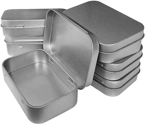 Miniatura 9 de Hulless Juego de 6 contenedores de metal con bisagras, mini contenedor de almacenamiento pequeño portátil con tapa para almacenamiento en el hogar