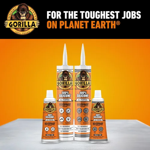 Miniatura 8 de Gorilla Sellador de silicona impermeable para calafatear y sellar, cartucho de 10 onzas (paquete de 1), sellador de calafateo transparente