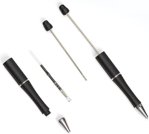 Miniatura 4 de jiebor 50 bolígrafos de cuentas de plástico negros con tinta negra de bola DIY lindos y geniales para bricolaje, regalo de boda, graduación
