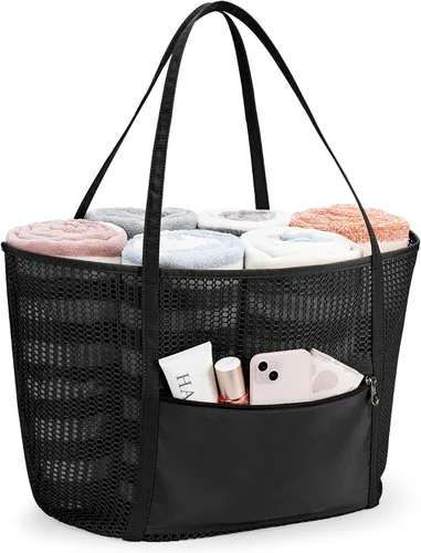 Miniatura 7 de KALIDI FANCY FOREST Bolsa de asas de malla de playa, bolso de hombro para mujer MAX 27L Bolsa de comestibles