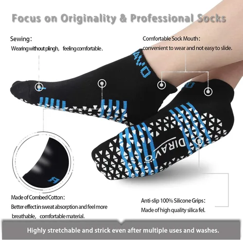 Miniatura 2 de 6 Pairs Yoga Socks for Women with Grips Non-Slip Anti-Skid Pilates Barre Socks Bikram Fitness Size 5-10