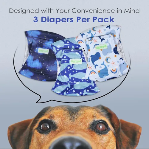 Miniatura 2 de wegreeco Pañales lavables para perros machos, paquete de 3 (ballena, talla L)
