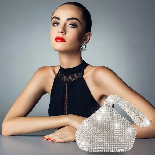 Miniatura 4 de ELEOPTION - Bolso de mano para mujer, diseño triangular, ideal para fiestas o graduaciones, Plateado