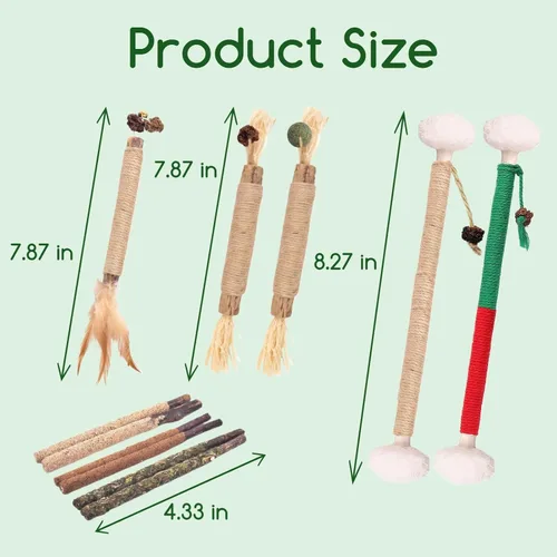 Miniatura 6 de Silvervine Sticks - Juego de juguetes de cuerda de hierba gatera para la limpieza de dientes de gatos, juguetes para masticar gatos, juguetes