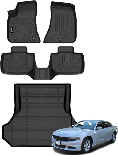 Miniatura 25 de Juego completo de tapetes de auto para todo tipo de clima, revestimiento automotriz para piso y maletero