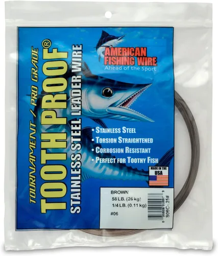 Miniatura 71 de AFW Alambre Líder Duro de Una Hebra de Acero Inoxidable a Prueba de Dientes - Brillante y Camuflaje para Tiburón, Barracuda, Caballa Real, Wahoo