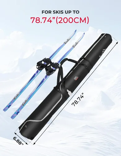 Miniatura 3 de KEMIMOTO Ski Bag, 360° Fully Padded Ski Bag, Fit Skis Up to 78.74 inches (200cm), Water-resistant and Durable Perfect for Road Trips and Air Travel