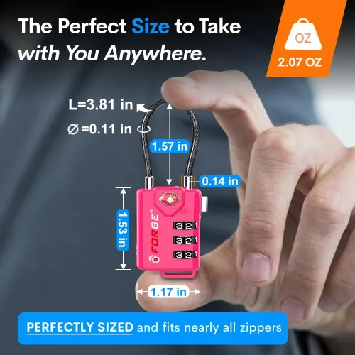 Miniatura 5 de Cerraduras para equipaje con cable aprobadas por la TSA, combinación reajustable con cuerpo de aleación, Moderno