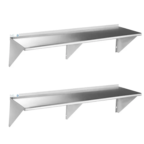 Miniatura 25 de ROCKPOINT Estante de acero inoxidable de 12 x 24 pulgadas, 250 libras, estantes comerciales de metal NSF para montaje en pared, estantería flotante