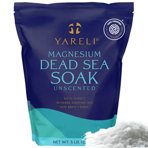 Yareli Copos de magnesio, 5 libras, baño del mar muerto y remojo de pies, alternativa a la sal de Epsom con más de 250,000 mg de cloruro de magnesio