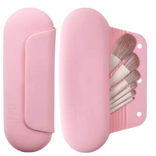 Miniatura 15 de AGIKET Soporte de silicona para brochas de maquillaje, bolsa de cosméticos de viaje: soporte suave y portátil para brochas cosméticas faciales