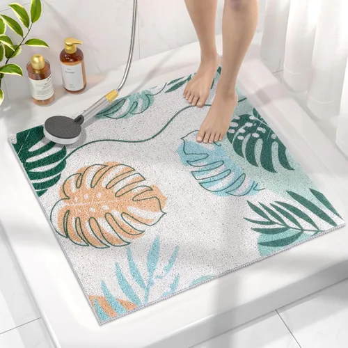 Miniatura 16 de Tapete de ducha cuadrado, Yonala de 24 x 24 pulgadas, elegante tapete de ducha antideslizante para ducha interior, tapete de ducha antideslizante