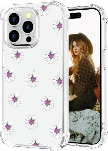 Miniatura 80 de Hungo Funda compatible con iPhone 15 Plus para mujer, diseño floral transparente, lindo, flor azul rosa Rosas Azules